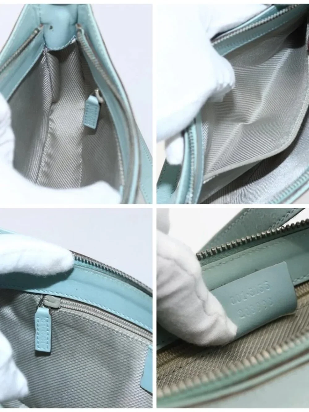 GUCCI Micro GG Canvas Shoulder Bag Leather Light Blue Gold 001 5155 Auth 173651 - Picture 15 of 16